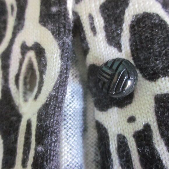 J Crew Womens Size M Button Front Wool Cardigan Black Chain Print Sweater 34" B - Picture 6 of 12